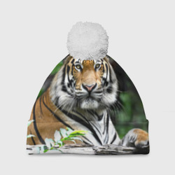 Шапка 3D c помпоном Тигр в джунглях