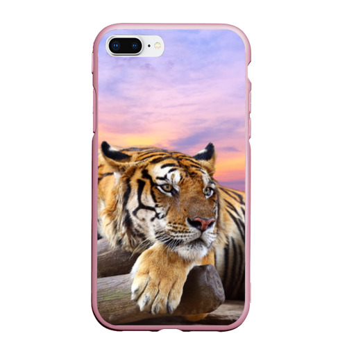 Чехол для iPhone 7Plus/8 Plus матовый Тигр, цвет розовый