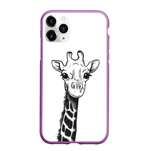 Чехол для iPhone 11 Pro Max матовый Жираф, цвет фиолетовый