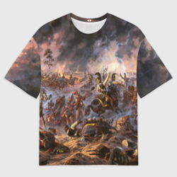 Мужская футболка oversize 3D 1812 война - поле битвы с Наполеоном: войска армии Российской Империи