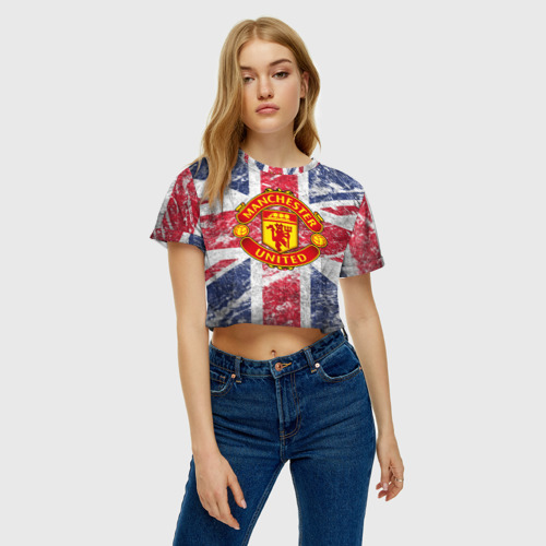 Женская футболка Crop-top 3D British Manchester United, цвет 3D печать - фото 3