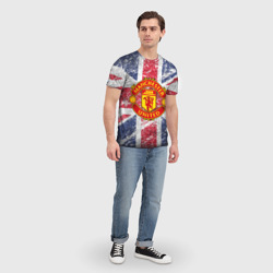 Футболка с принтом British Manchester United для мужчины, вид на модели спереди №3. Цвет основы: белый