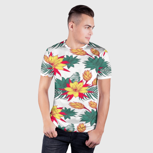 Мужская футболка 3D Slim Tropical Pattern, цвет 3D печать - фото 3