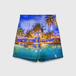 Детские спортивные шорты 3D Таиланд - тропический оазис