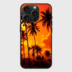 Чехол силиконовый для Apple iPhone 15 Pro Мax матовый Таиланд - пальмы на закате