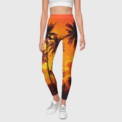 Леггинсы 3D Таиланд - пальмы на закате - фото 2