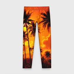 Детские леггинсы 3D Таиланд - пальмы на закате