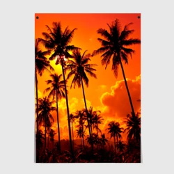 Постер Таиланд - пальмы на закате