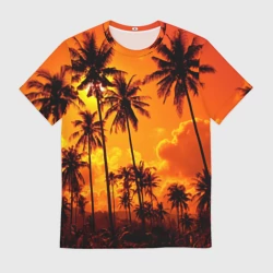 Мужская футболка 3D Таиланд - пальмы на закате