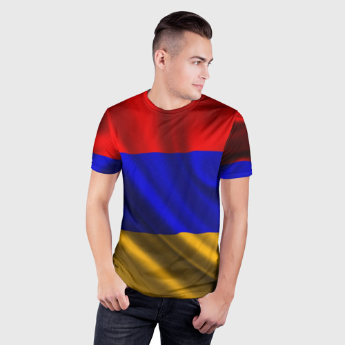 Мужская футболка 3D Slim Флаг Армения, цвет 3D печать - фото 3