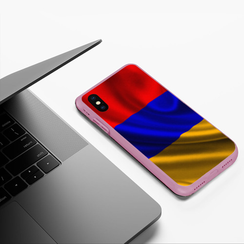 Чехол для iPhone XS Max матовый Флаг Армения, цвет розовый - фото 5