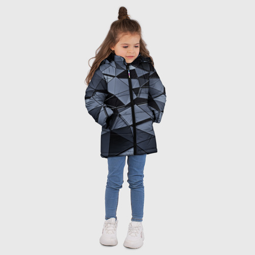 Зимняя куртка для девочек 3D Abstract Gray, цвет светло-серый - фото 5
