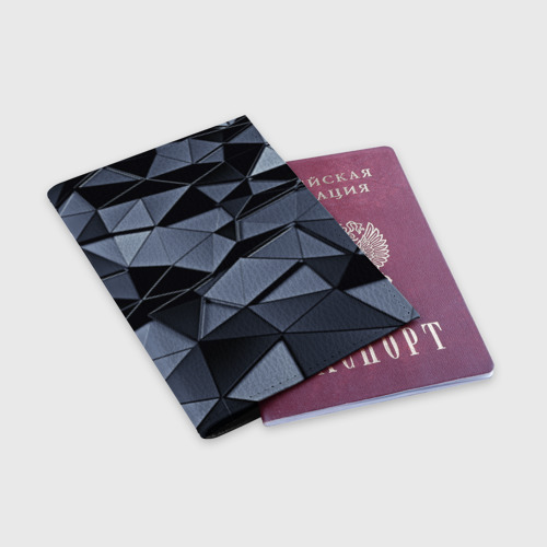Обложка для паспорта матовая кожа Abstract Gray, цвет черный - фото 3