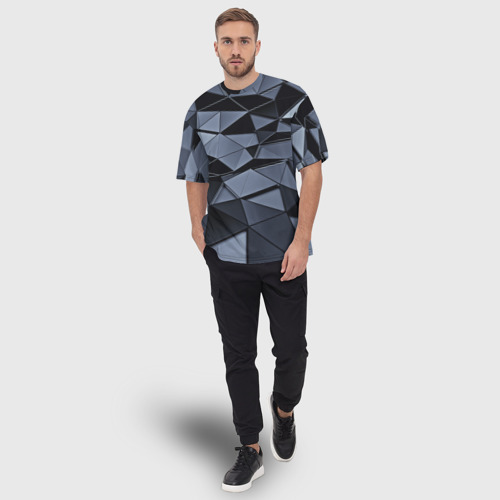 Мужская футболка oversize 3D Abstract Gray, цвет 3D печать - фото 5