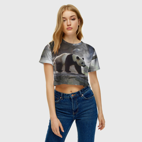 Женская футболка Crop-top 3D Панда, цвет 3D печать - фото 4