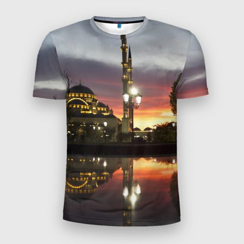 Мужская футболка 3D Slim Мечеть в Грозном, цвет 3D печать