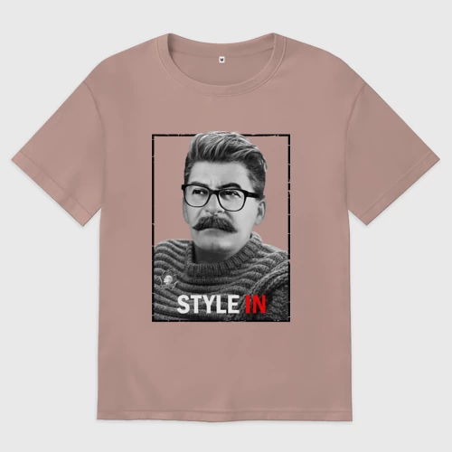 Женская футболка хлопок Oversize с принтом Style in, вид спереди #2