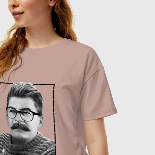 Женская футболка хлопок Oversize с принтом Style in, фото на моделе #1