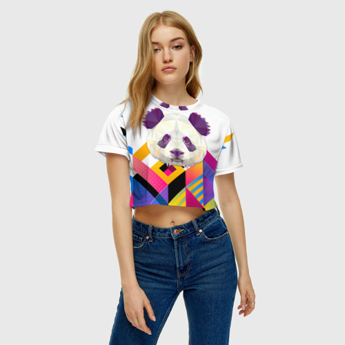 Женская футболка Crop-top 3D Панда, цвет 3D печать - фото 4