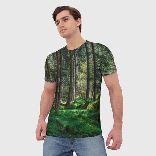 Мужская футболка 3D Темный лес, цвет 3D печать - фото 3