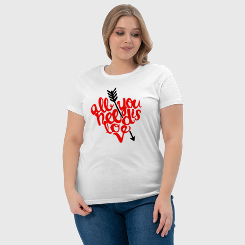 Женская футболка хлопок All You Need Is Love, цвет белый - фото 6
