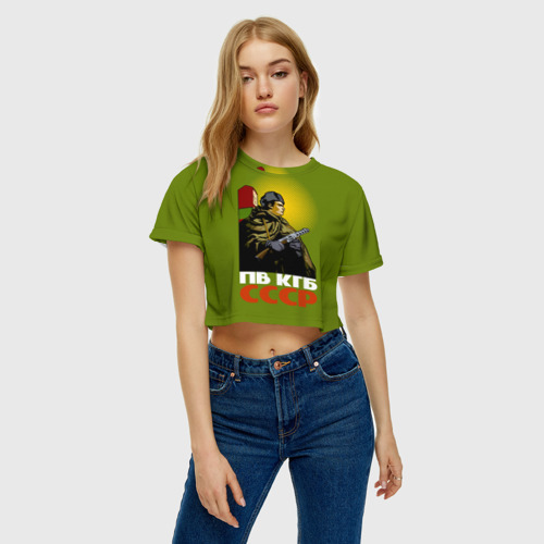 Женская футболка Crop-top 3D ПВ КГБ СССР, цвет 3D печать - фото 3