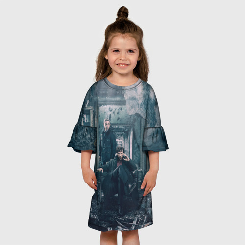 Детское платье 3D Шерлок и Ватсон, цвет 3D печать - фото 4