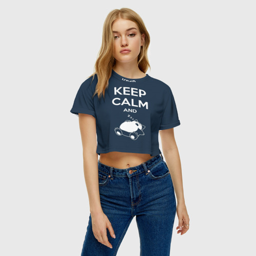 Женская футболка Crop-top 3D Keep calm and zzz, цвет 3D печать - фото 4