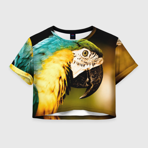 Женская футболка Crop-top 3D Попугай, цвет 3D печать