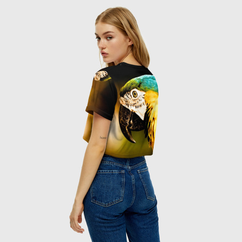 Женская футболка Crop-top 3D Попугай, цвет 3D печать - фото 5