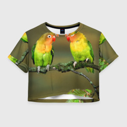 Женская футболка Crop-top 3D Попугаи
