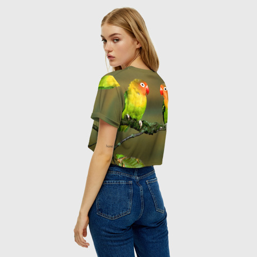 Женская футболка Crop-top 3D Попугаи, цвет 3D печать - фото 5