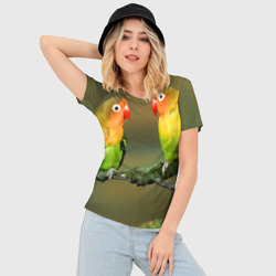 Женская футболка 3D Slim Попугаи - фото 2