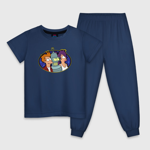 Детская пижама хлопок с принтом Futurama, вид спереди #2