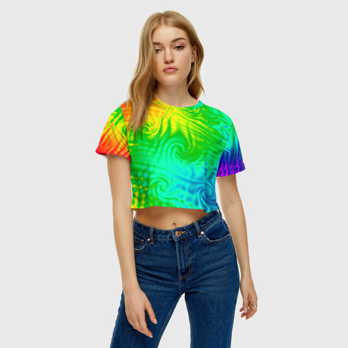 Женская футболка Crop-top 3D Цвет-2, цвет 3D печать - фото 3