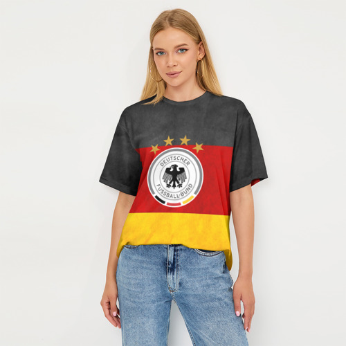 Женская футболка oversize 3D Сборная Германии, цвет 3D печать - фото 5