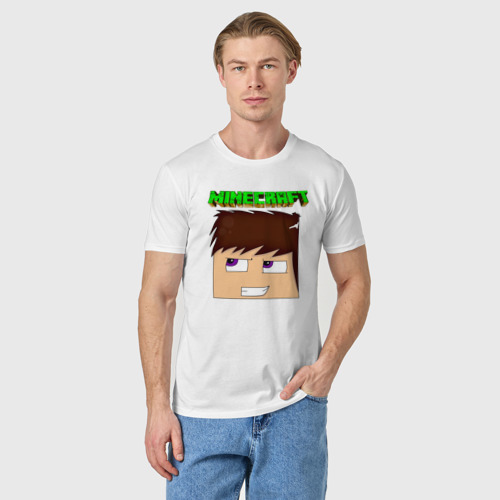 Мужская футболка хлопок Огромная голова Стива - Minecraft - фото 3