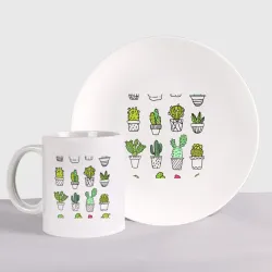 Набор: тарелка + кружка Cactus