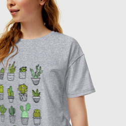 Женская футболка хлопок Oversize Cactus - фото 2