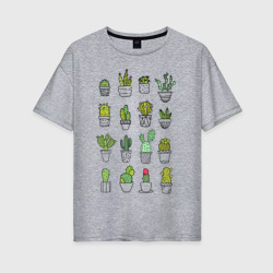 Женская футболка хлопок Oversize Cactus