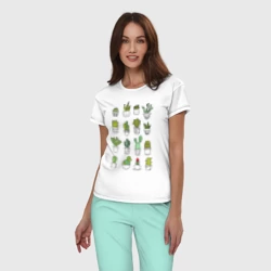 Женская пижама с белой футболкой хлопок Cactus - фото 2