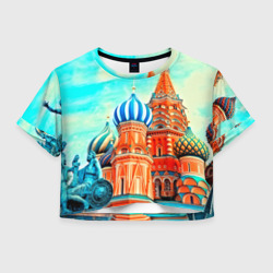 Женская футболка Crop-top 3D Moscow Russia