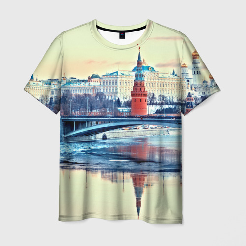 Мужская футболка с принтом Река Москва, вид спереди №1