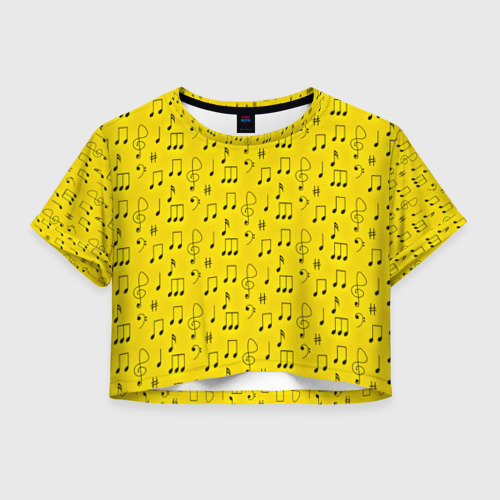 Женская футболка Crop-top 3D Ноты, цвет 3D печать