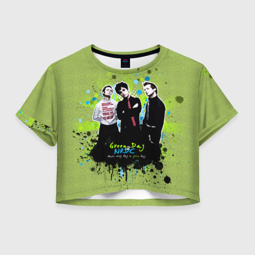 Женская футболка Crop-top 3D Green Day 6, цвет 3D печать