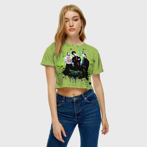 Женская футболка Crop-top 3D Green Day 6, цвет 3D печать - фото 3