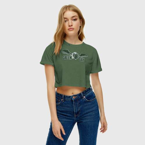 Женская футболка Crop-top 3D Green Day 5 - фото 4