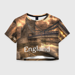 Женская футболка Crop-top 3D England Англия