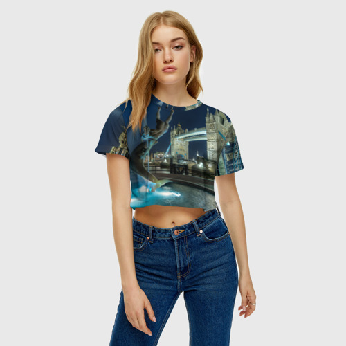 Женская футболка Crop-top 3D England (Англия), цвет 3D печать - фото 4