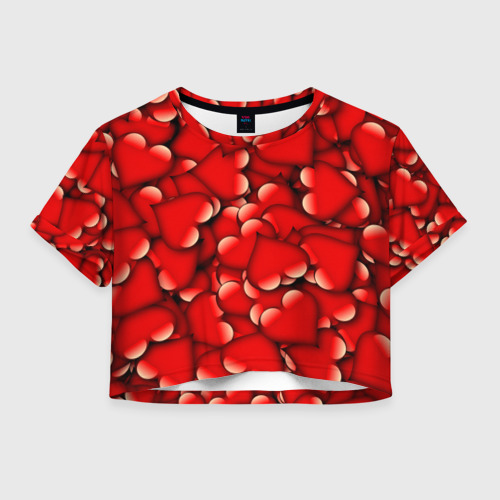 Женская футболка Crop-top 3D Сердечки Фото 01 Женская футболка Crop-top 3D Сердечки Фото 01